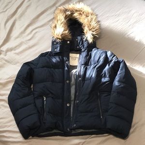 Abercrombie & Fitch Jacket Large Fur Hoodie Warm🔥